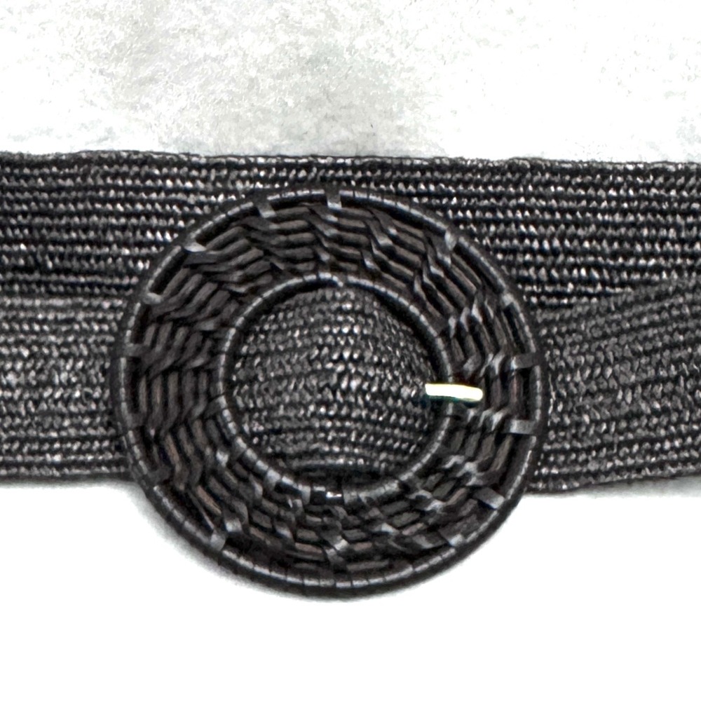 J.McLaughlin Popie Grasscloth Belt Dark Brown Woven Rattan Buckle XS/S NWT $98